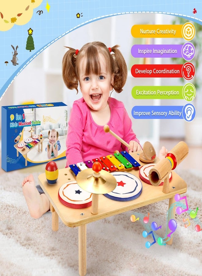 WINGYZ Baby Drum Set - 9-in-1 Wooden Musical Instruments for Toddlers 1-3, Montessori Music Toys with Xylophone, Drum, Cymbal & Tone Block, Early Learning Gift for Boys and Girls - Image 3
